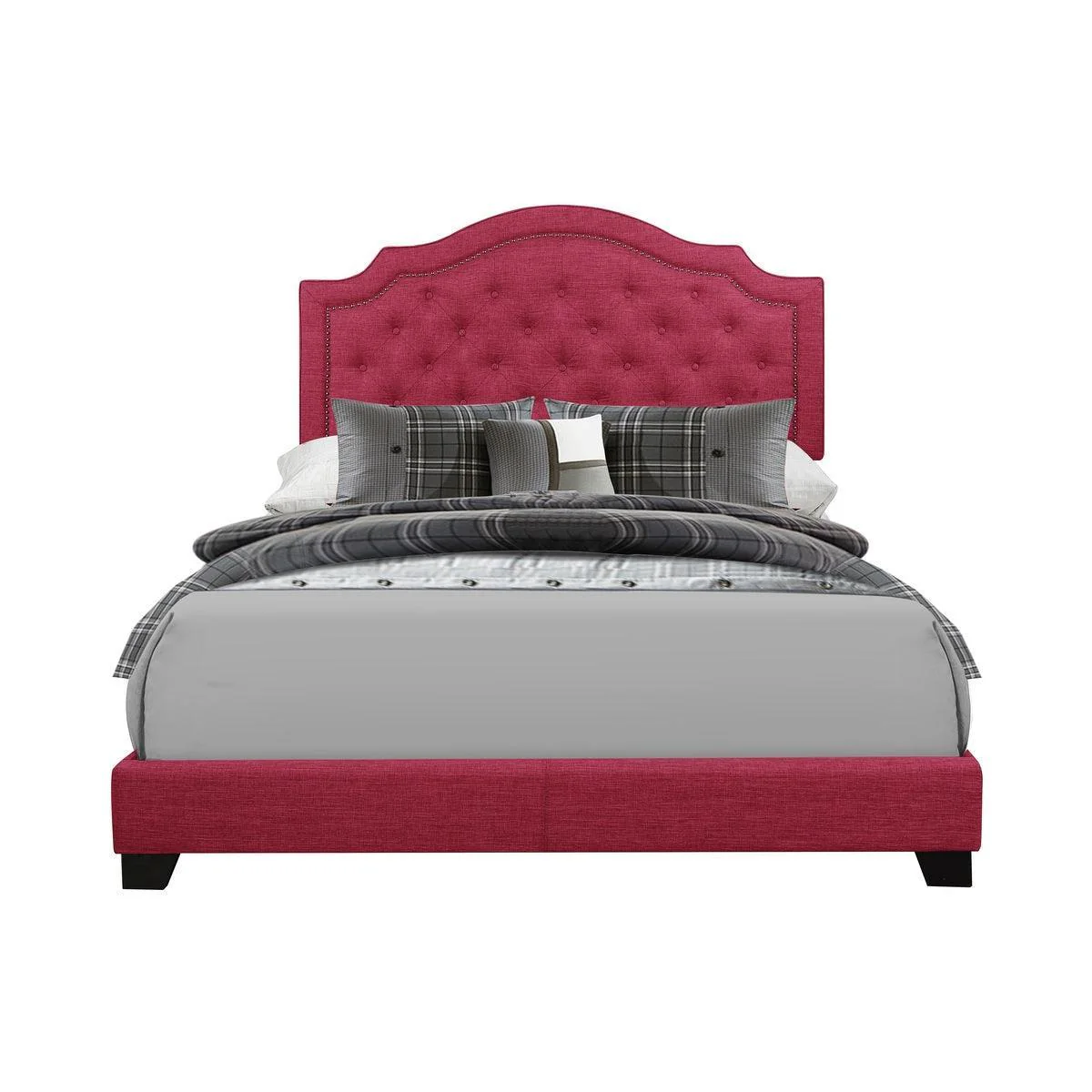 Sandy Pink Fabric Tufted Panel King Bed - Image 1