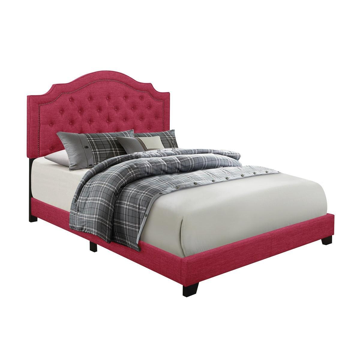 Sandy Pink Fabric Tufted Panel King Bed - Image 2