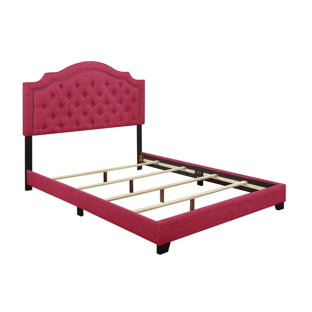 Sandy Pink Fabric Tufted Panel Queen Bed - Image 3