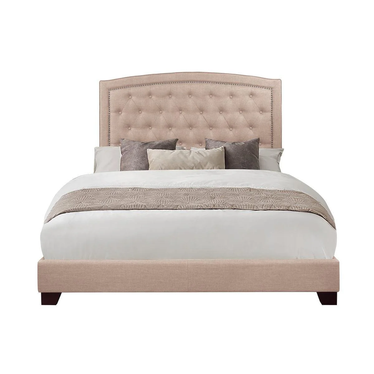 Linda Beige Fabric Tufted Queen Bed - Image 1