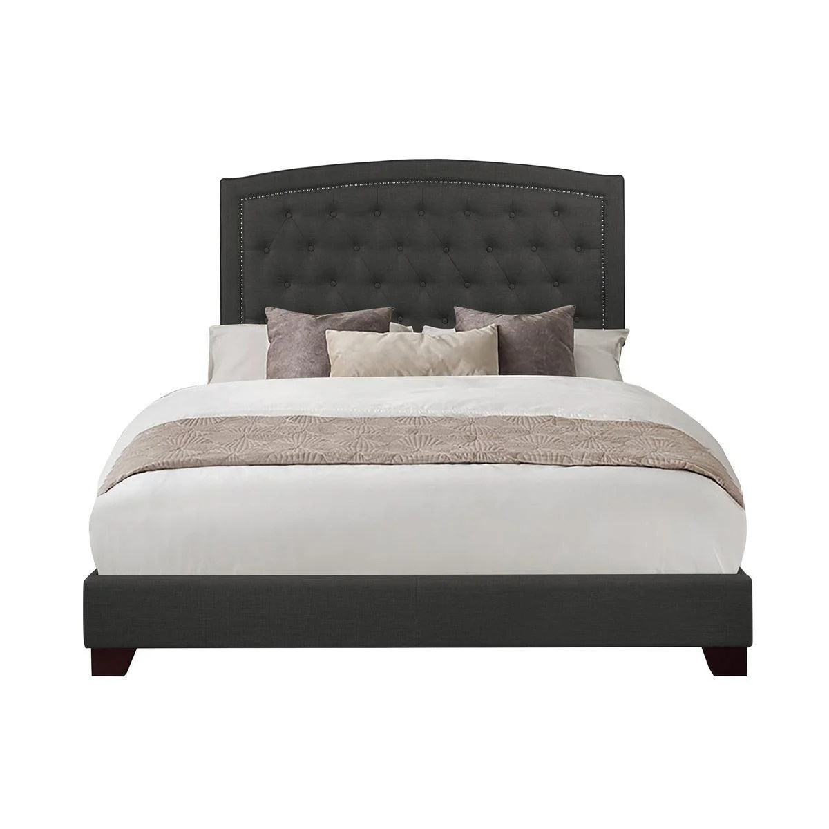 Linda Dark Gray Fabric Tufted Queen Bed - Image 2
