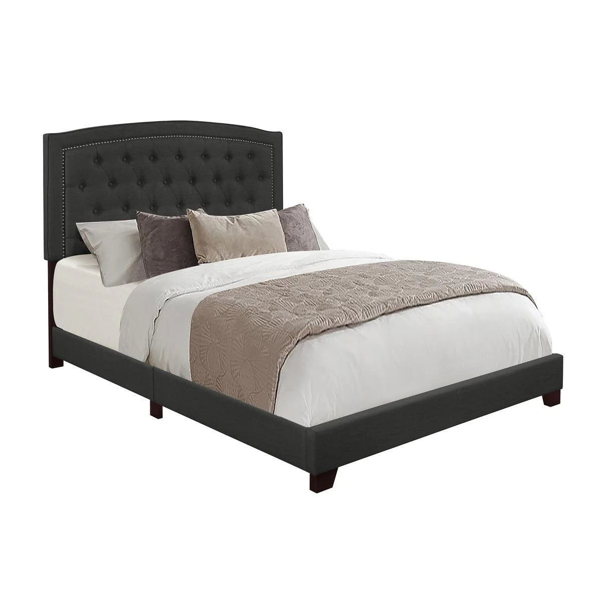 Linda Dark Gray Fabric Tufted Queen Bed - Image 3