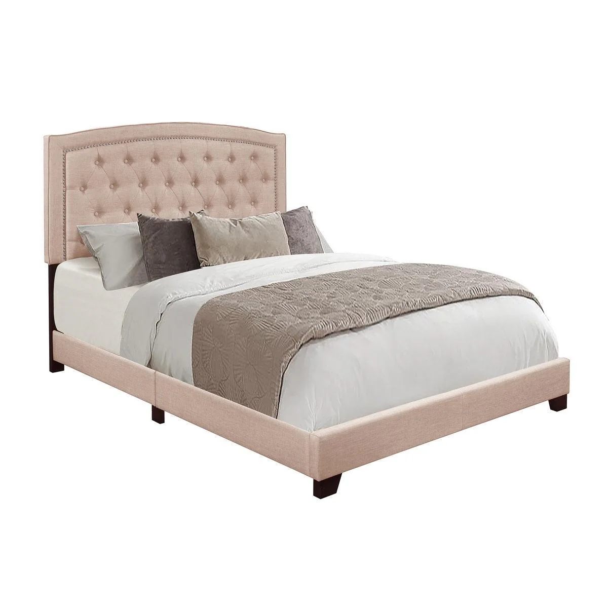 Linda Beige Fabric Tufted Full Bed - Image 2