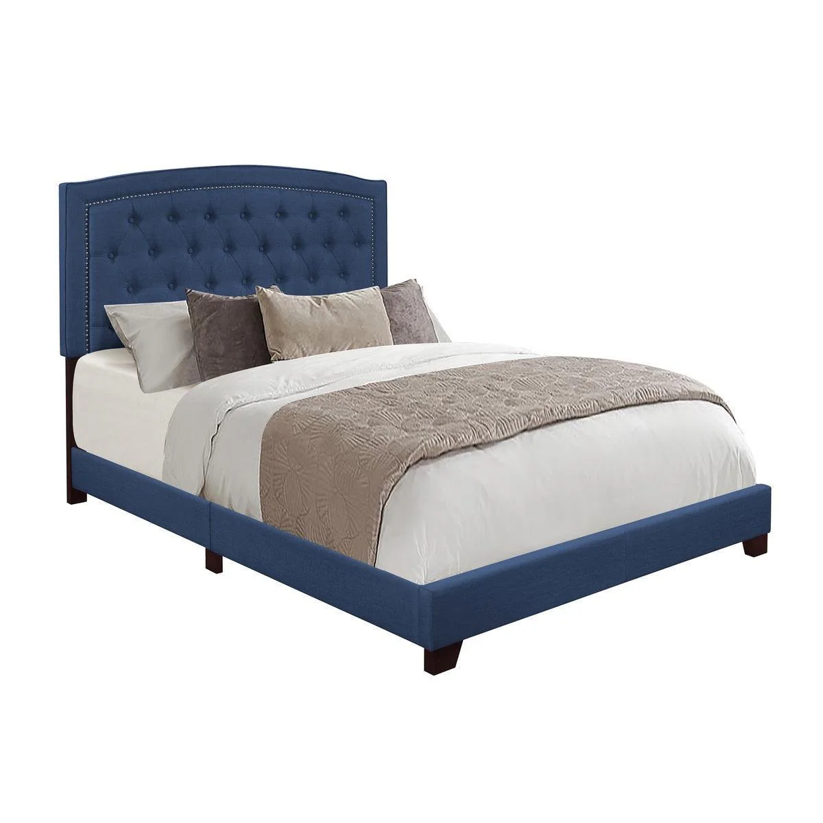 Linda Blue Fabric Tufted Full Bed - Image 2