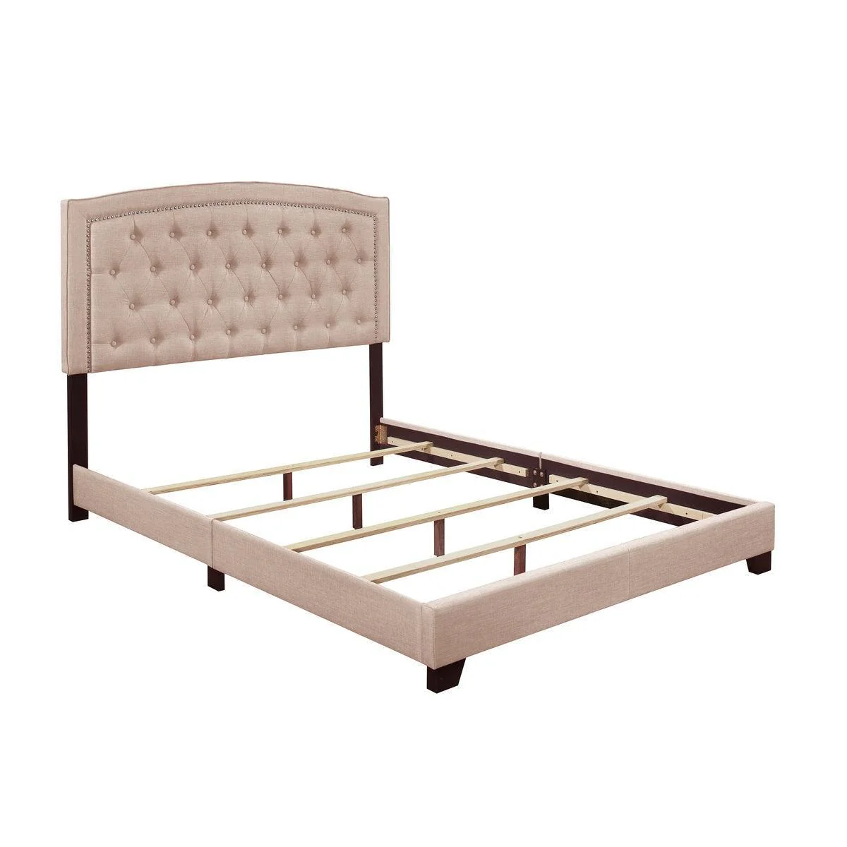 Linda Beige Fabric Tufted King Bed - Image 3