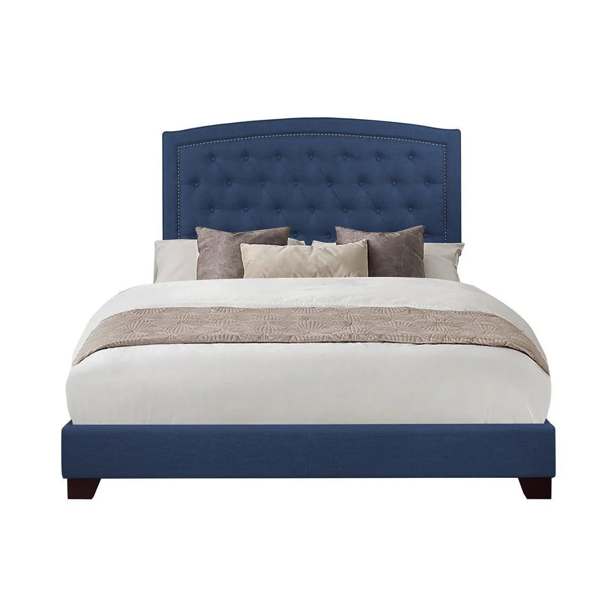 Linda Blue Fabric Tufted King Bed - Image 1