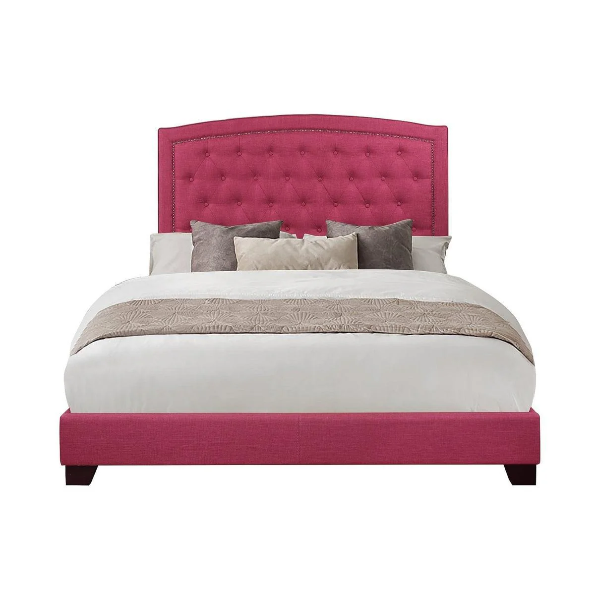 Linda Pink Fabric Tufted King Bed - Image 1