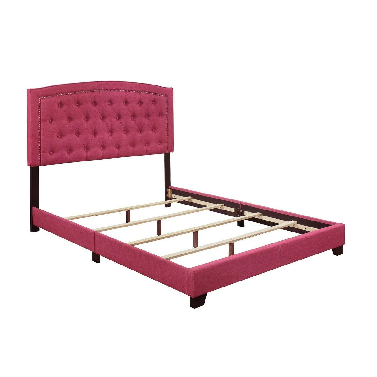 Linda Pink Fabric Tufted Queen Bed - Image 3