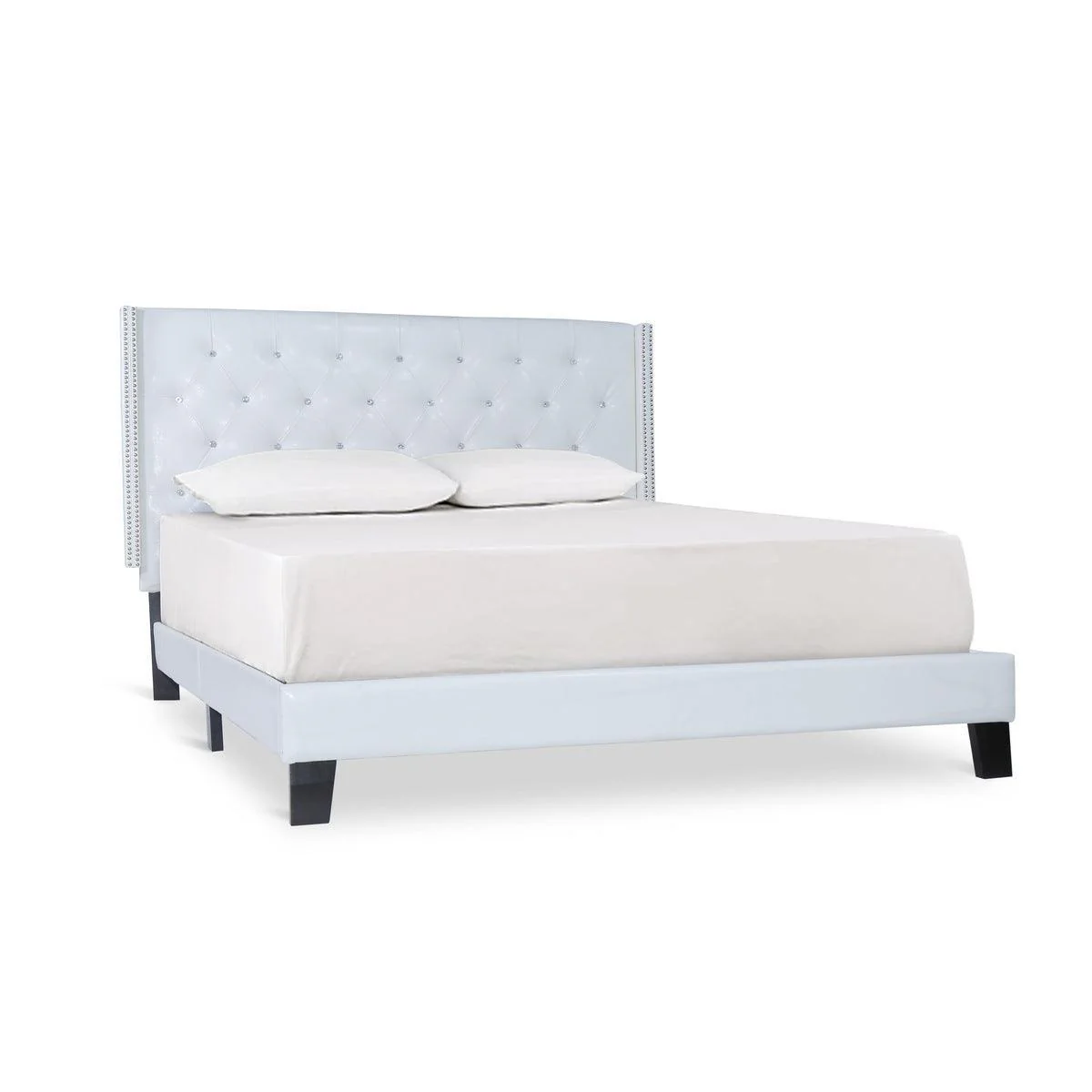 Ivy Black Faux Leather Tufted Platform Queen Bed - Image 2