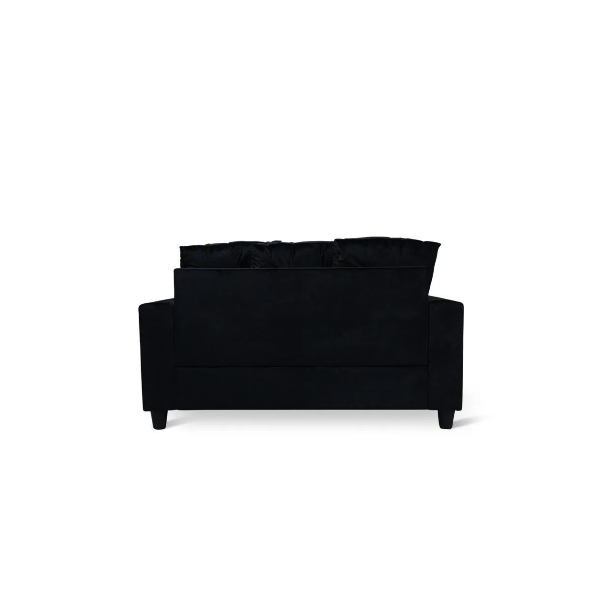 Black Velvet Loveseat With 2 Pillows - Image 3