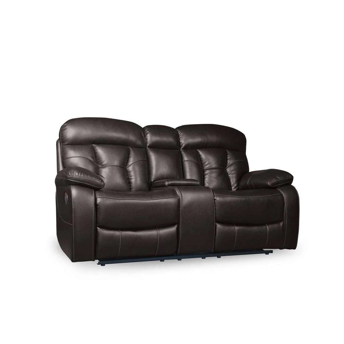 Claire Brown Faux Leather Double Reclining Love With Center Console - Image 2