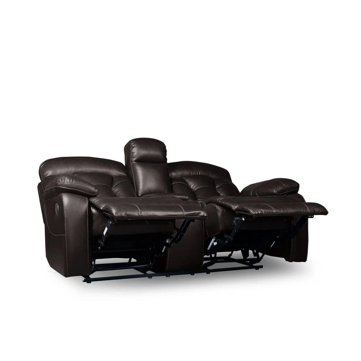 Claire Brown Faux Leather Power Double Reclining Love With Center Console - Image 3