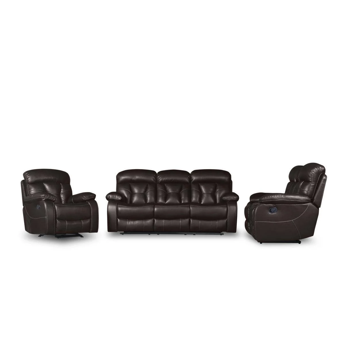 Claire Brown Faux Leather 3-Piece Power Reclining Set - Image 2
