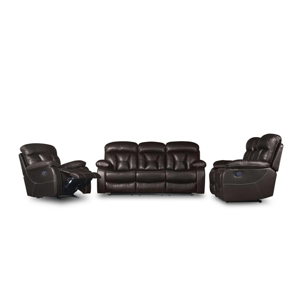 Claire Brown Faux Leather 3-Piece Power Reclining Set - Image 3