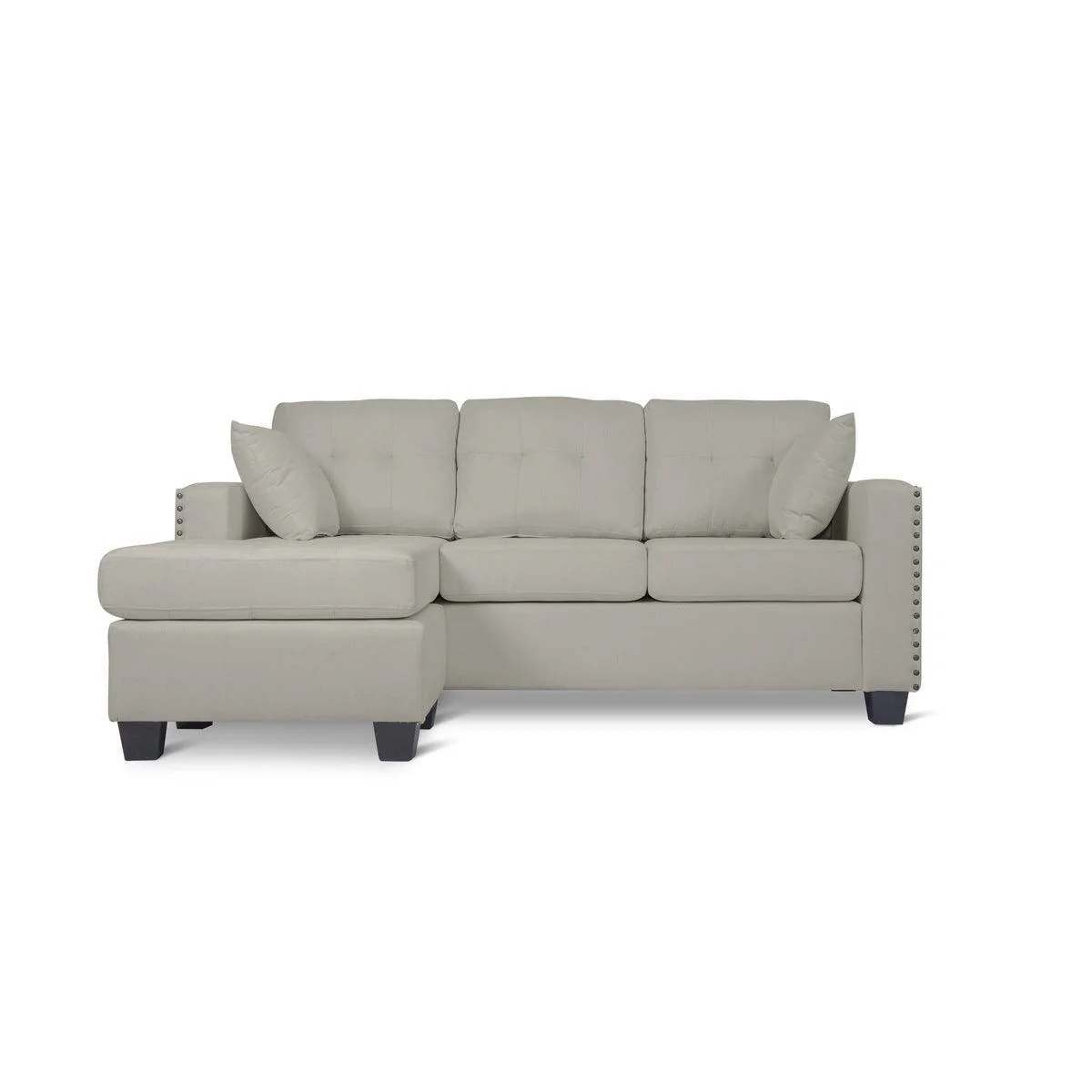Scott Gray Sturdy Fabric Reversible Sofa Chaise W 2 Plws - Image 2