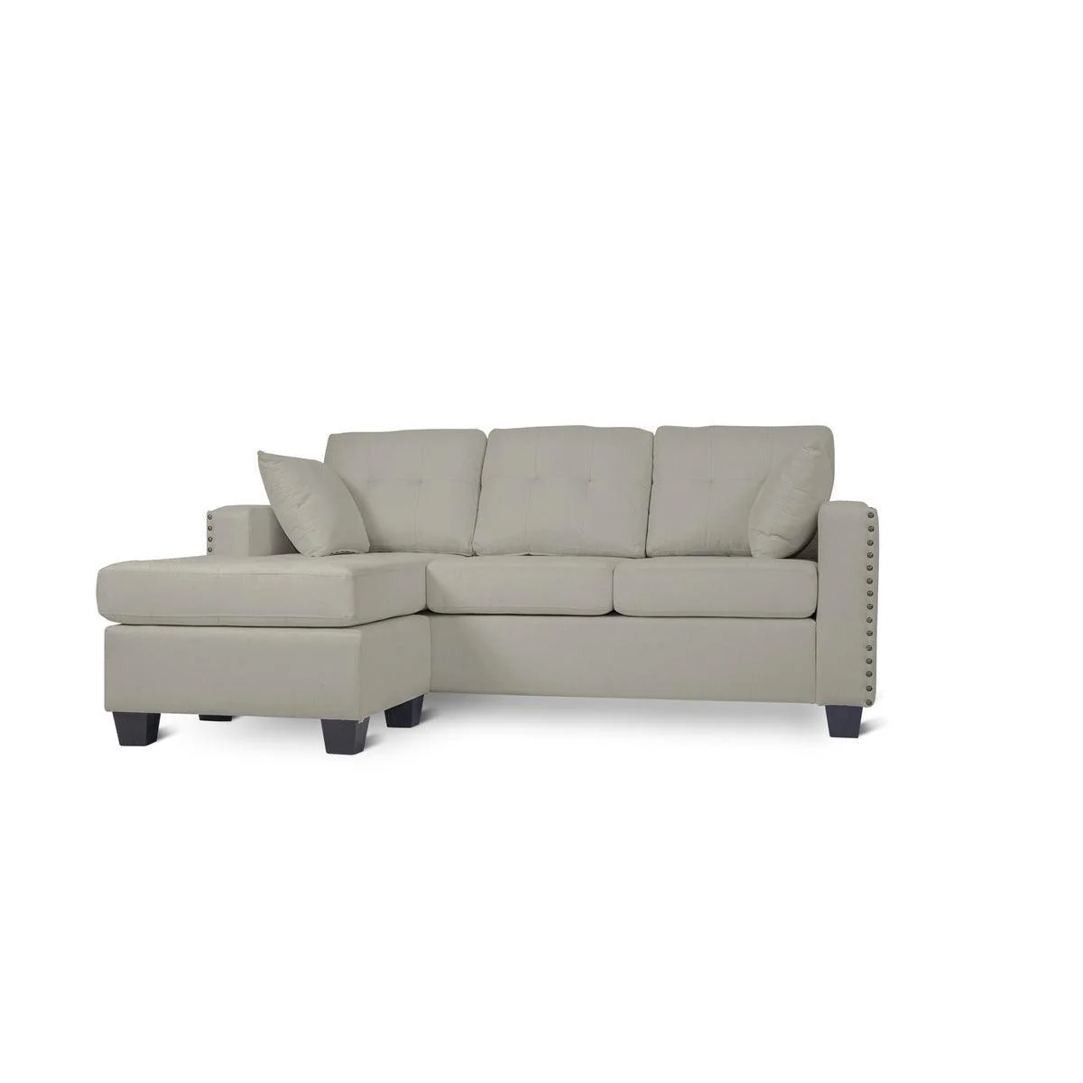 Scott Gray Sturdy Fabric Reversible Sofa Chaise W 2 Plws - Image 3