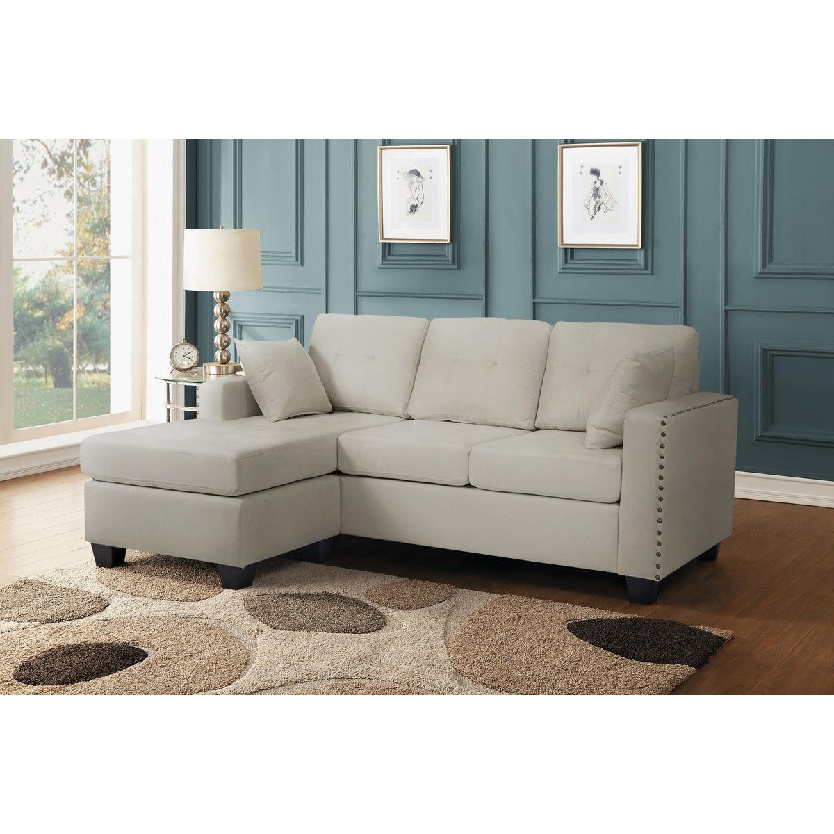 Scott Gray Sturdy Fabric Reversible Sofa Chaise W 2 Plws - Image 1