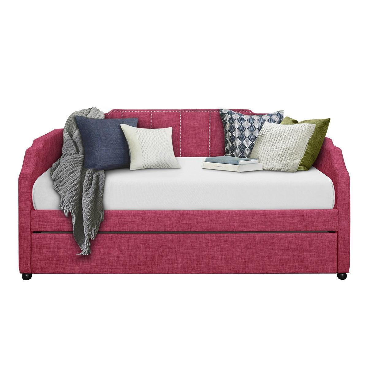 Pink Fabric Trundle Daybed
