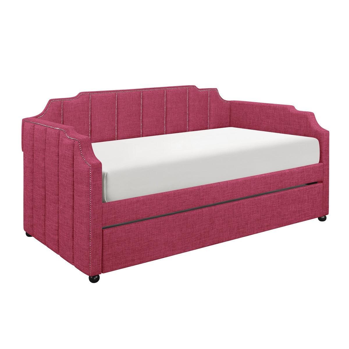 Pink Fabric Trundle Daybed - Image 3