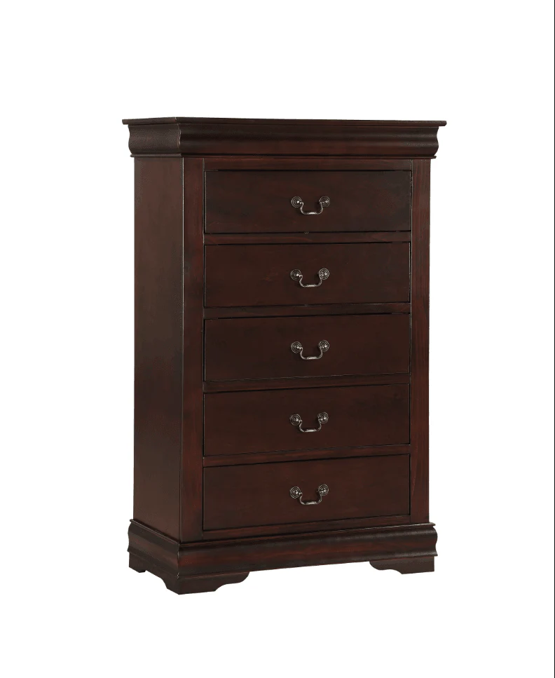 Louis Philip Chest Cherry Pewter 5 Drawers - Image 1