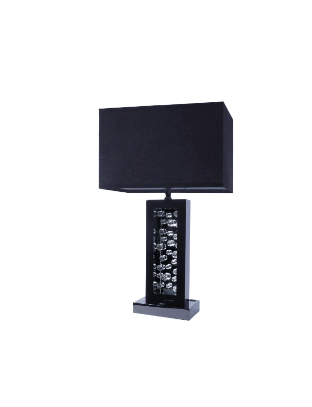 Black Fabric Glass Table Lamp