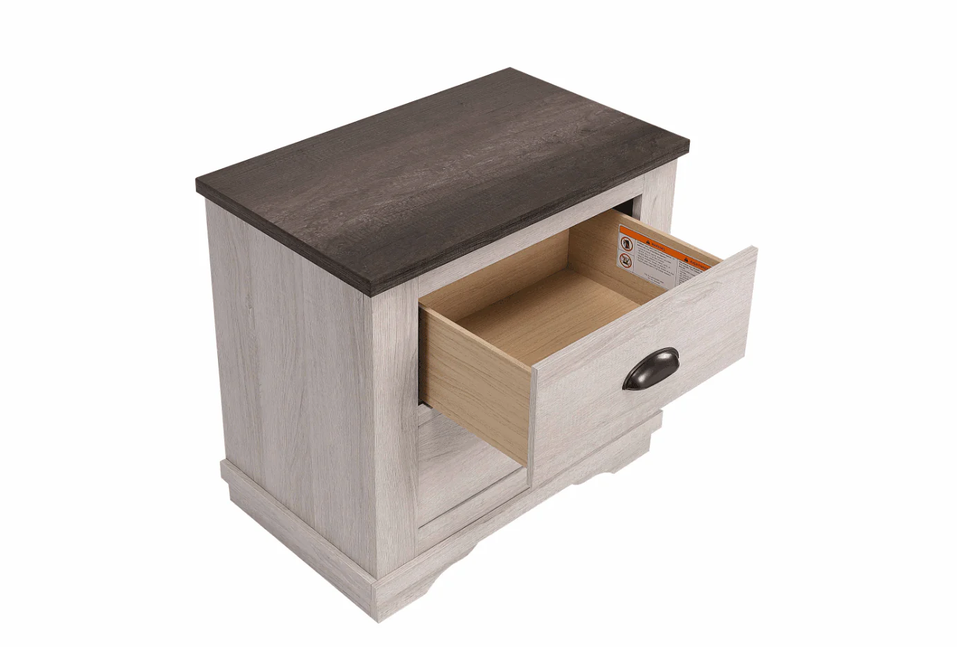 Coralee Nightstand Chalk Gray 2 Drawers - Image 3