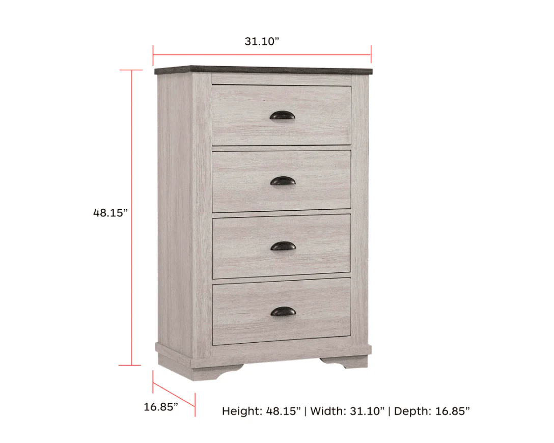 Coralee Chest Chalk Gray 4 Drawers - Image 2