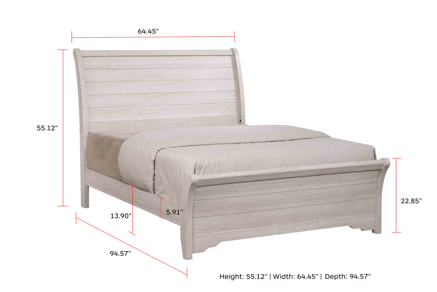 Coralee Chalk Gray Sleigh Queen Bed - Image 2