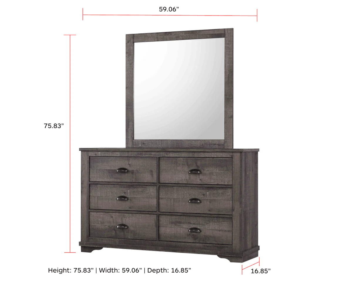 Coralee Dresser Gray 6 Drawers - Image 2