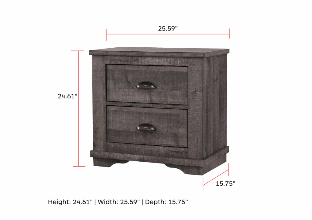 Coralee Nightstand Gray 2 Drawers - Image 2