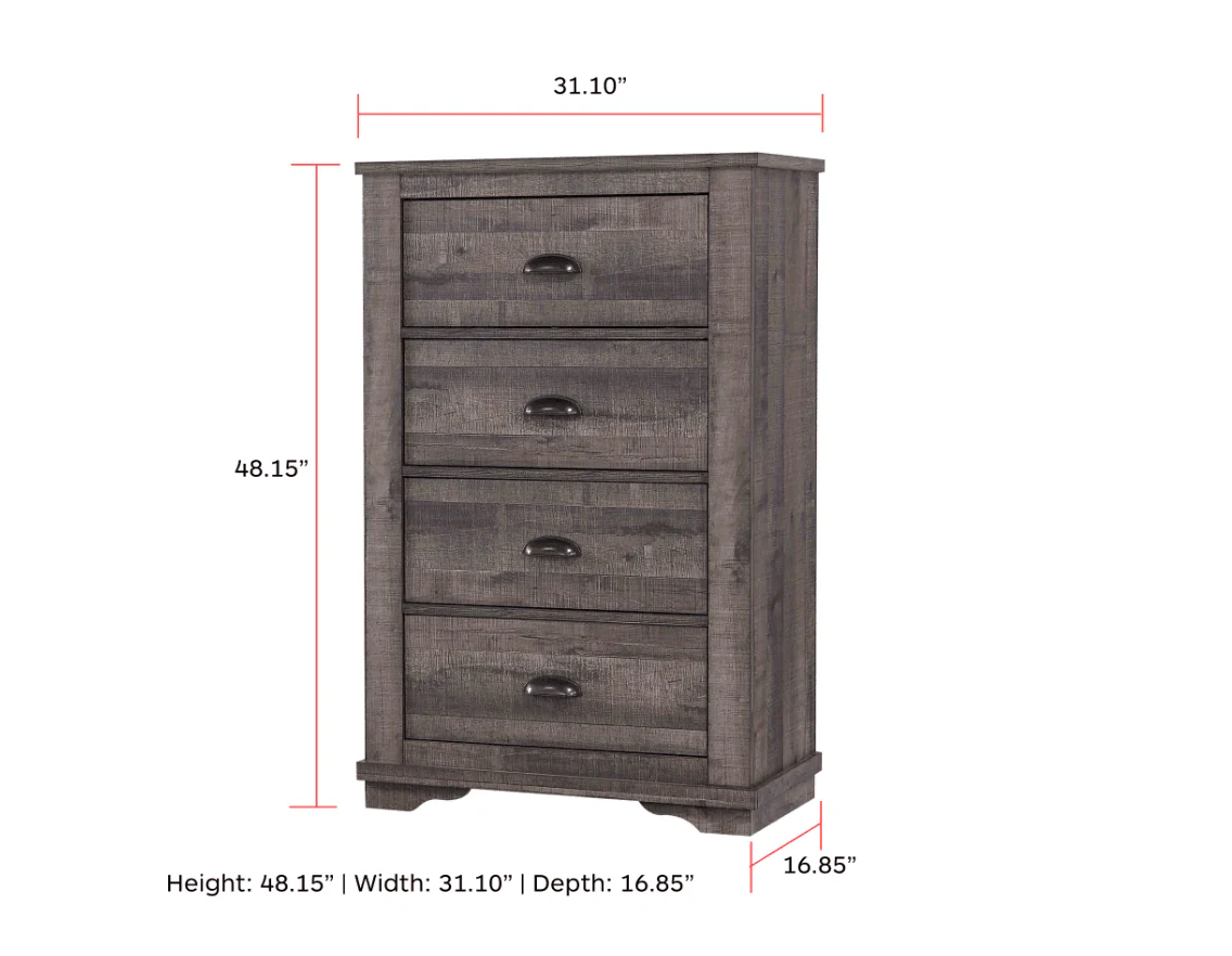 Coralee Chest Gray 4 Drawers - Image 2