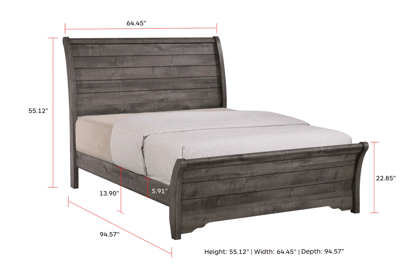 Coralee Gray Sleigh Queen Bed - Image 2