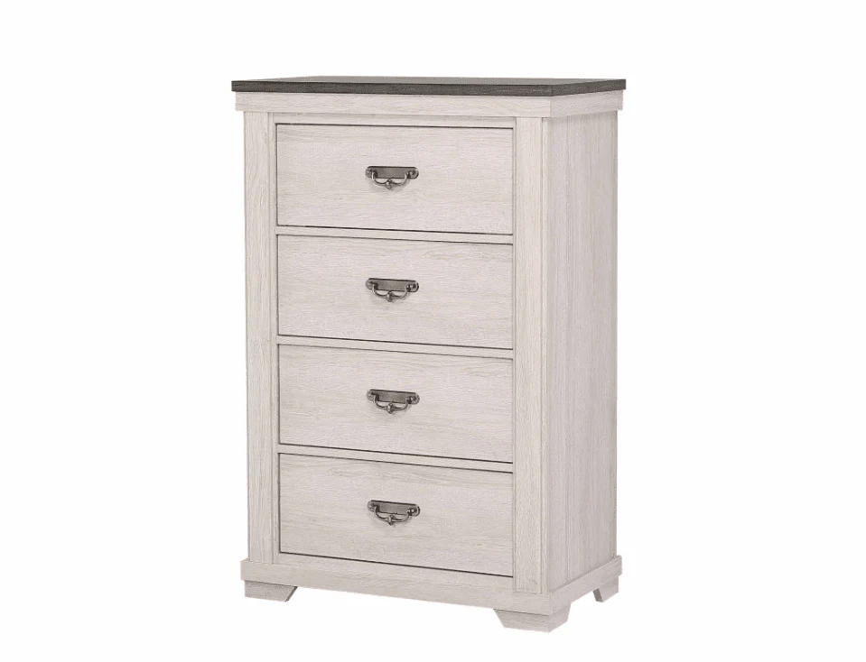 Leighton Chest Cream Brown Pewter 4 Drawers - Image 1