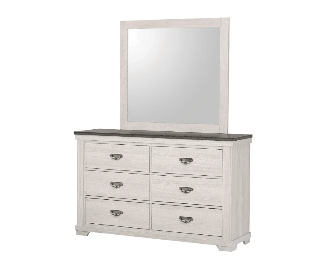 Leighton Nightstand Cream Brown Pewter 2 Drawers - Image 3