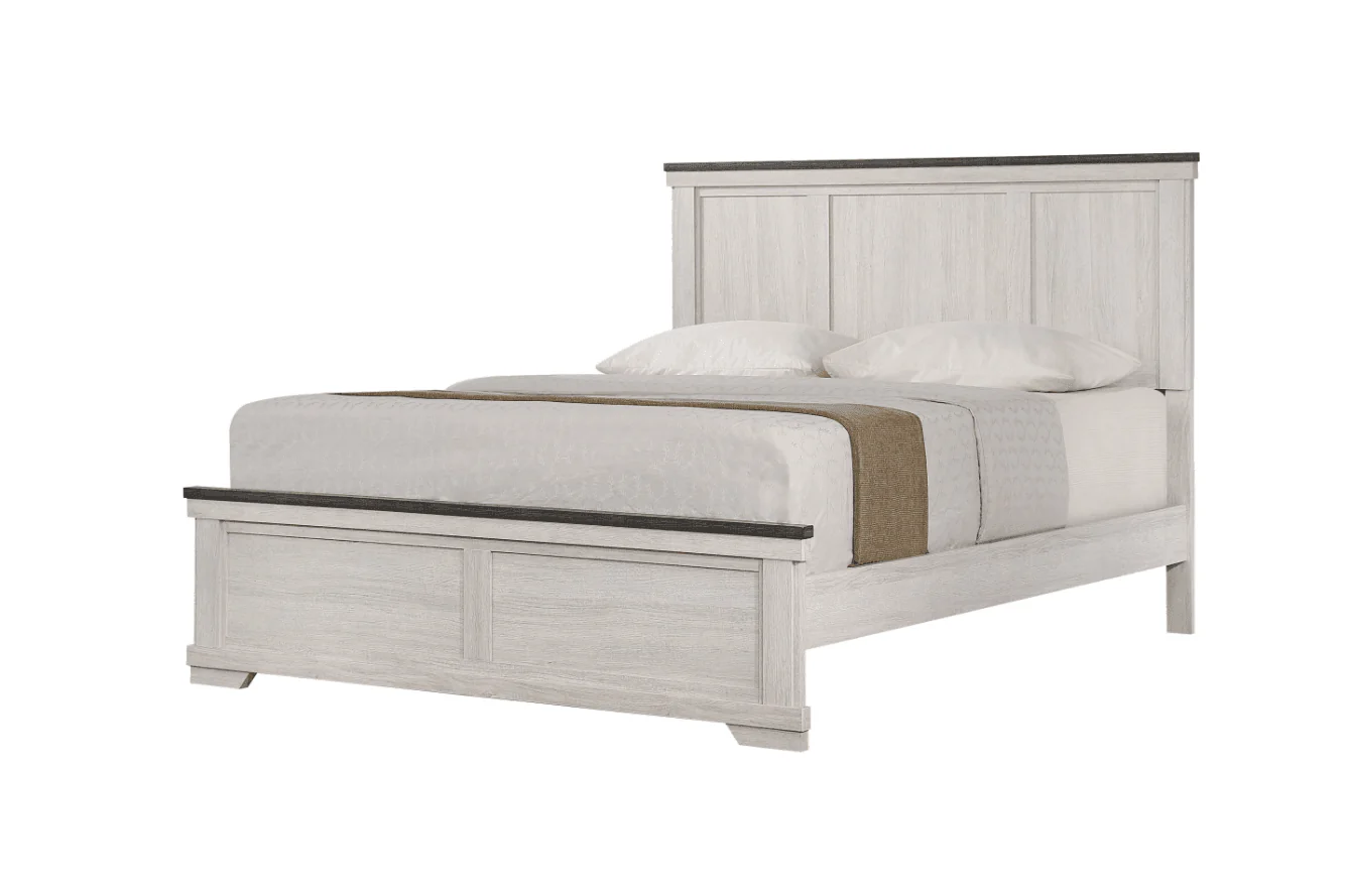 Leighton Cream Brown Panel King Bed - Image 1