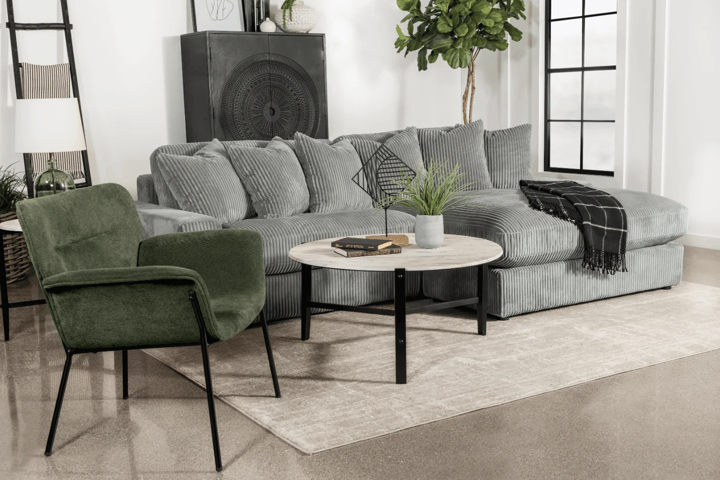 Blaine Upholstered Reversible Sectional Fog - Image 1