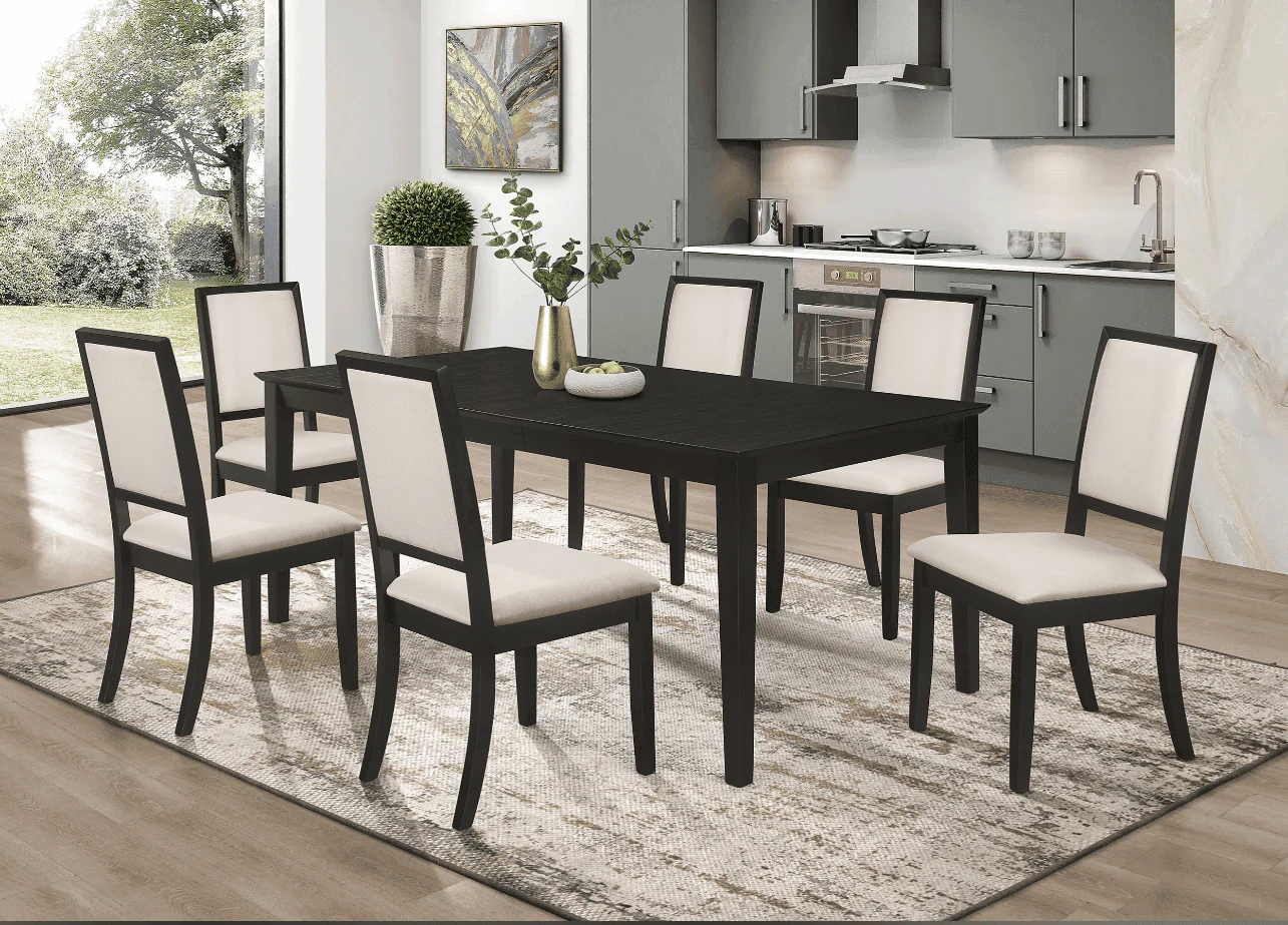 Louise Leaf Black Rectangular Dining Room Set - Image 1