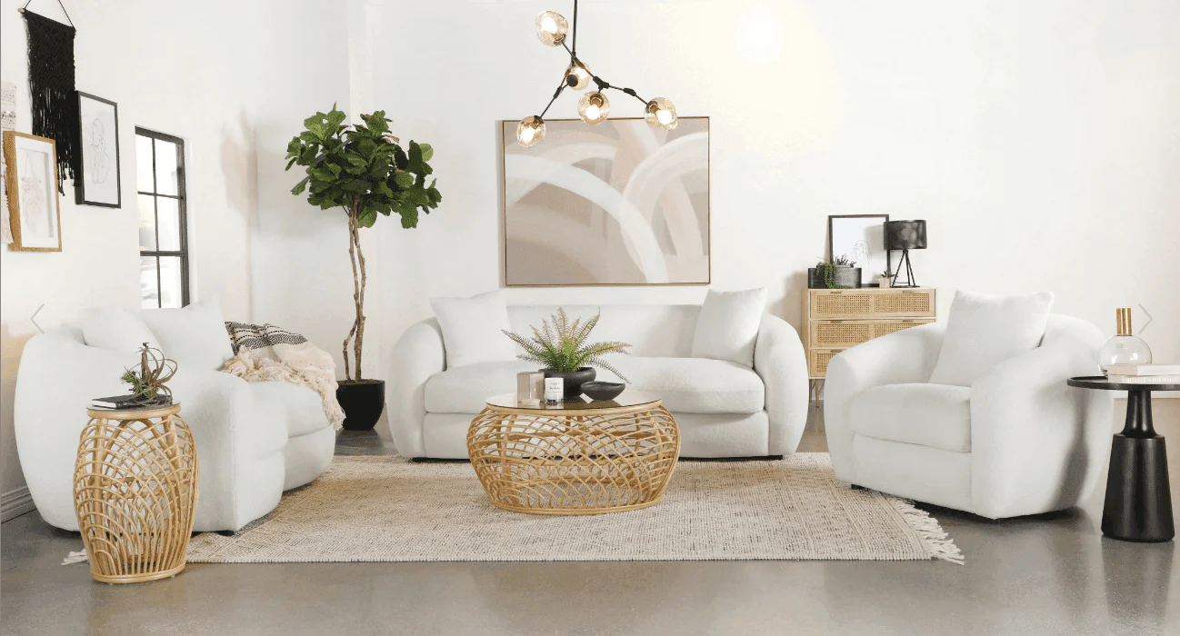 Isabella Upholstered Tight Back Sofa White - Image 2
