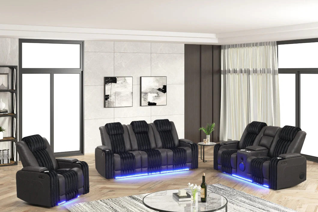 Lita Black Power 3-Piece Reclining Set - Image 2