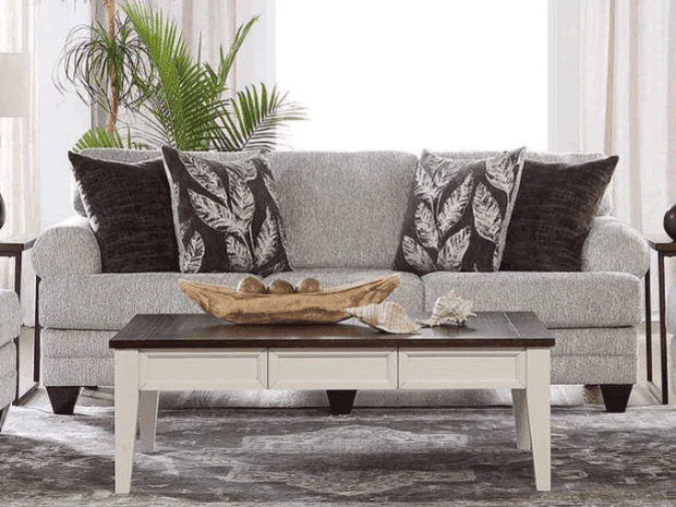 Marley Cloud Gray Blue Fabric Upholstered Sofa - Image 1