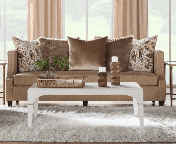 Simone Flax Brown Fabric Sofa