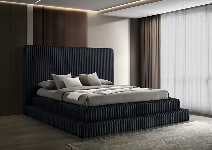 Micah Henley Black Upholstered Platform Bedroom Set - Image 2