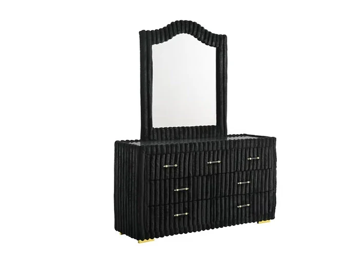 Micah Henley Black Upholstered Platform Bedroom Set - Image 3