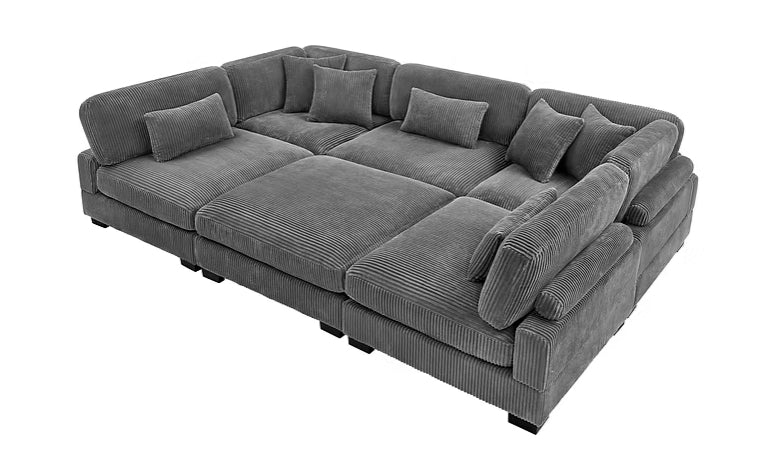 Supreme Grey Soft Corduroy Sectional - Image 2