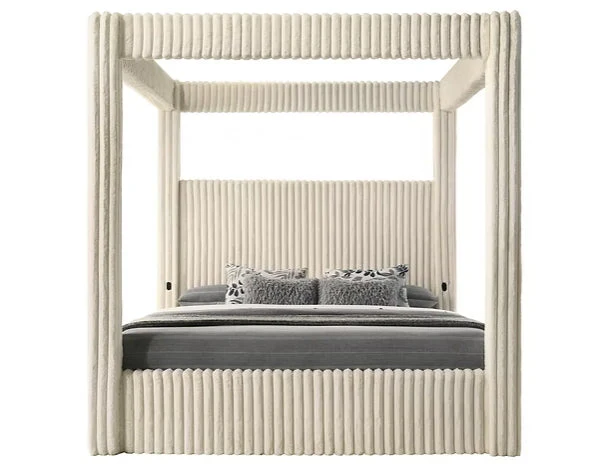 Atlam Henley Cream Upholstered Canopy Platform Bedroom Set - Image 3