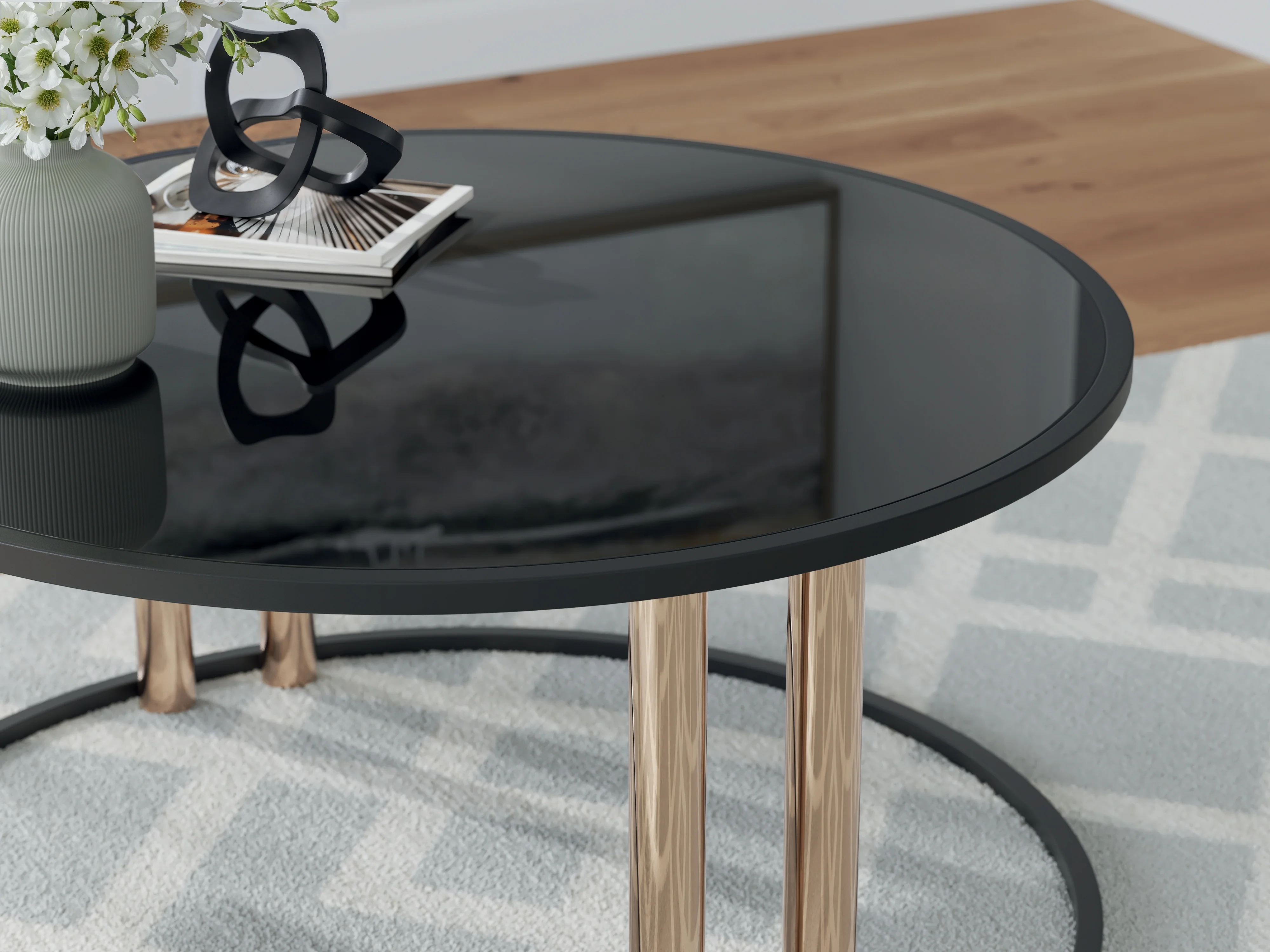 Hannerly Black/Gold Finish Table (Set of 3) - Image 2