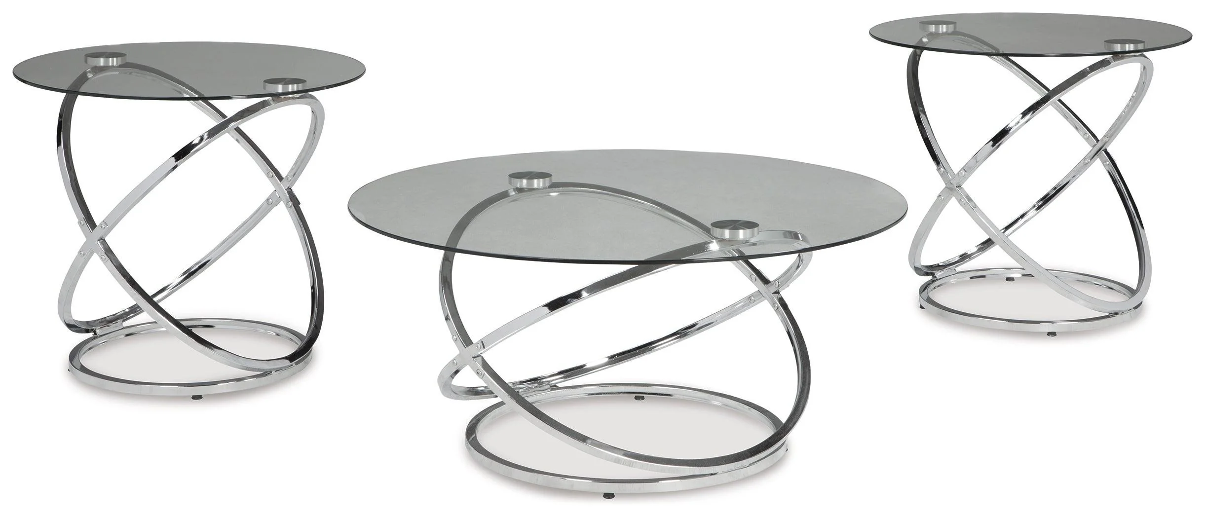 Hollynyx Chrome Finish Table (Set of 3) - Image 2