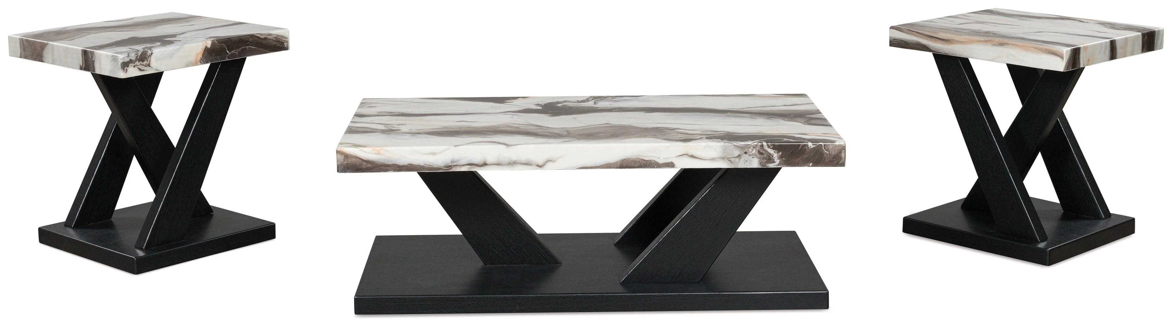 Cendill Dark Brown/White/Black Table (Set of 3) - Image 2