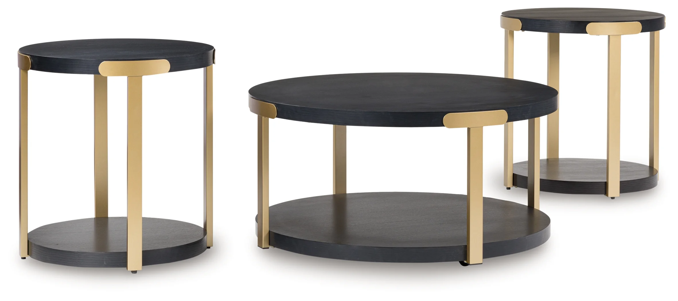Shylore Black/Brass Finish Table (Set of 3) - Image 2