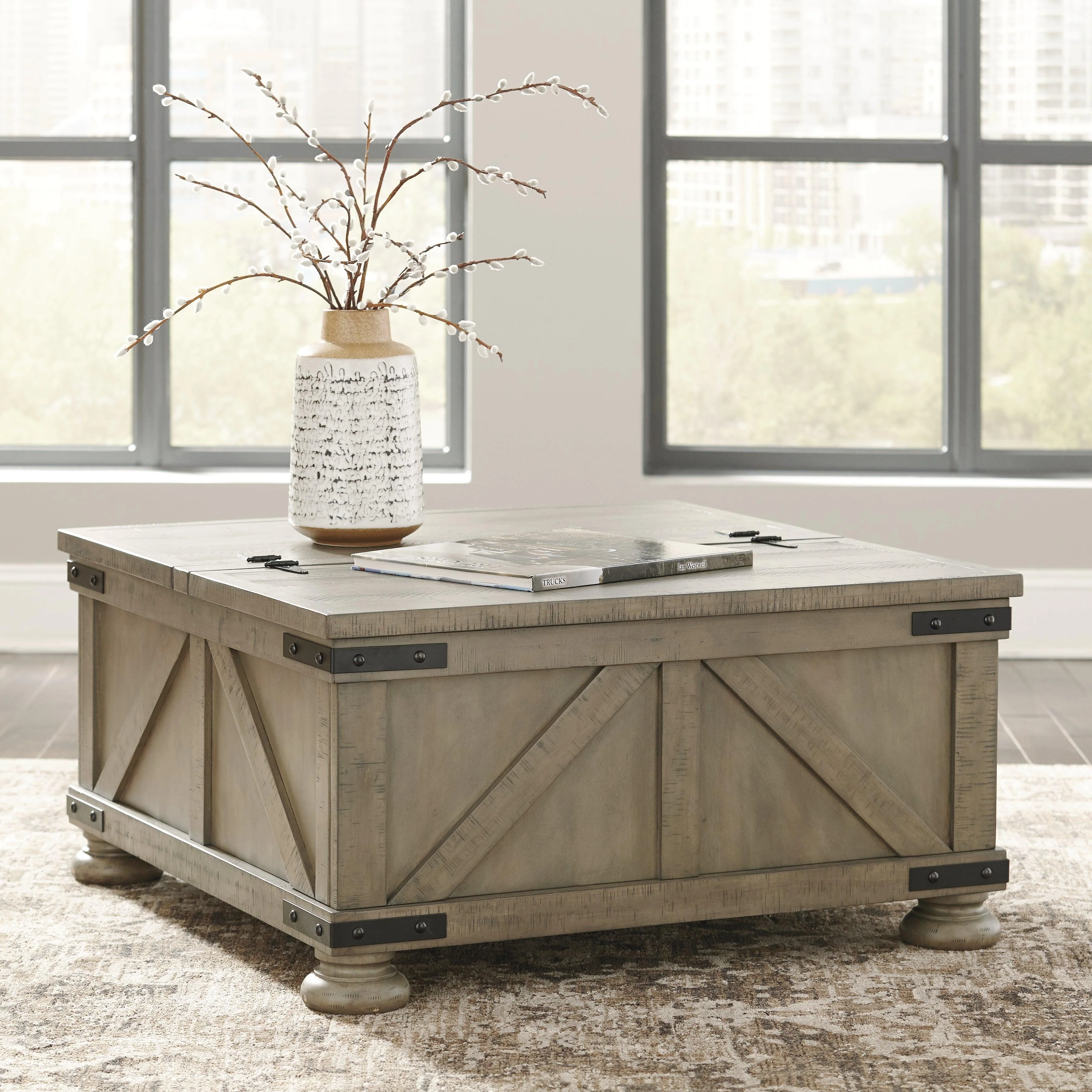 Aldwin Gray Coffee Table With Storage - Image 3